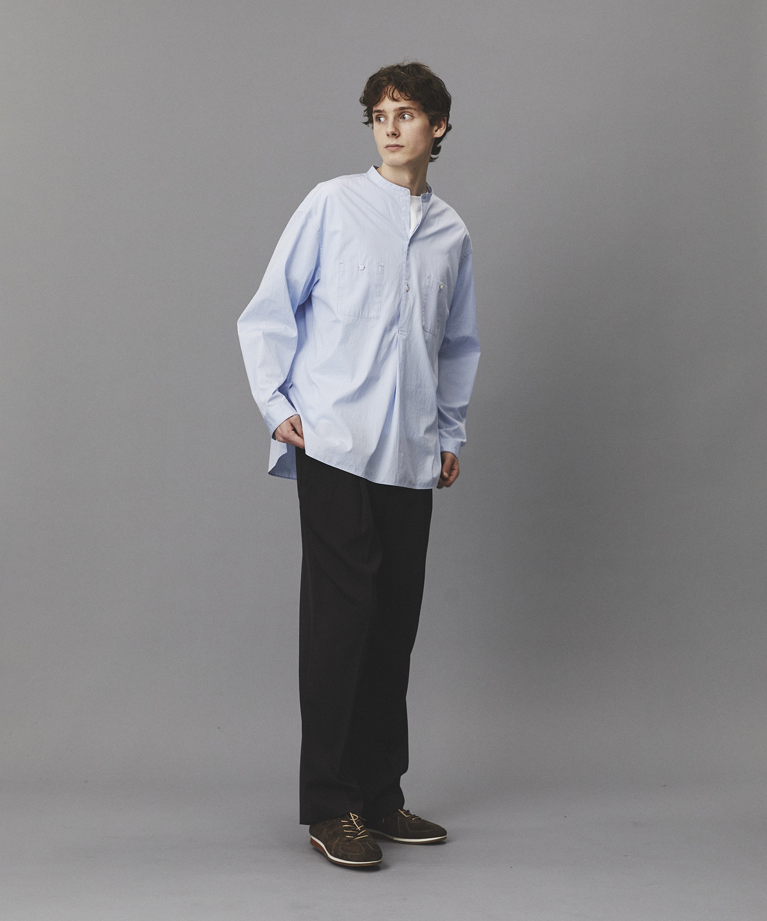【残りわずか】Suvin Giza Band Skipper Shirts
