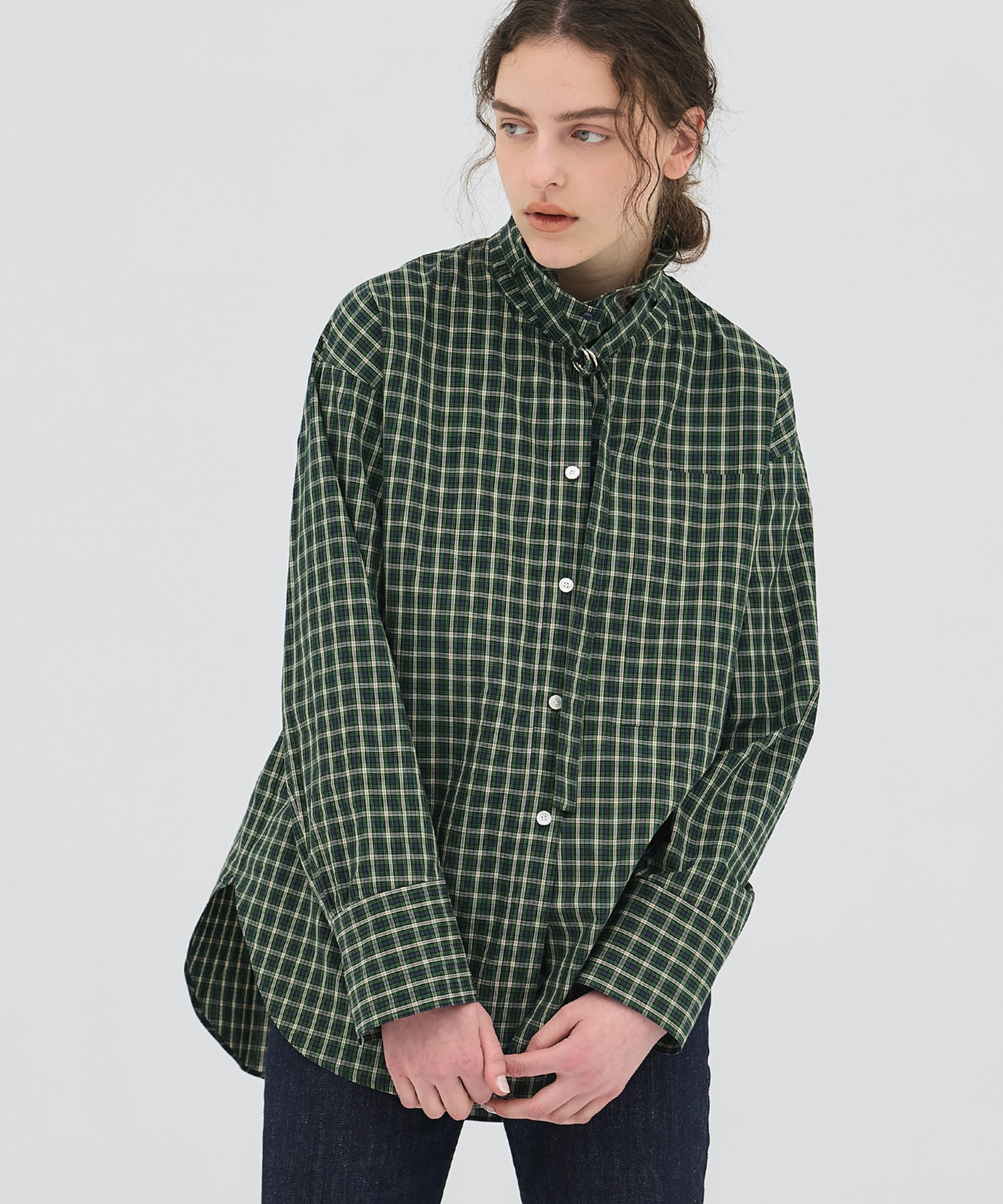 【再入荷｜残り1点】ミニチェックスタンドカラーシャツ
