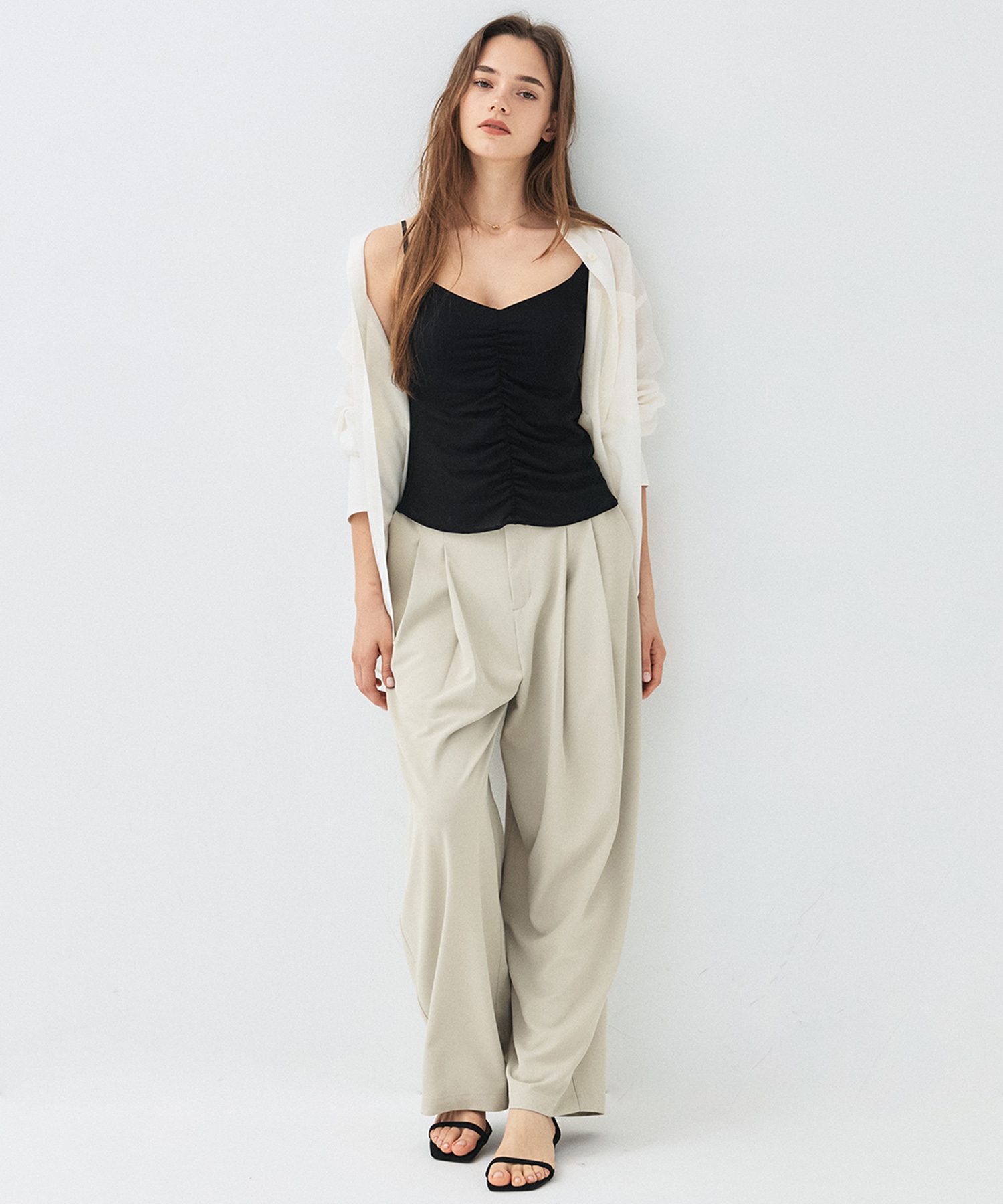 【hazy tokyo×PUBLIC TOKYO】hazyメッシュギャザーキャミソール