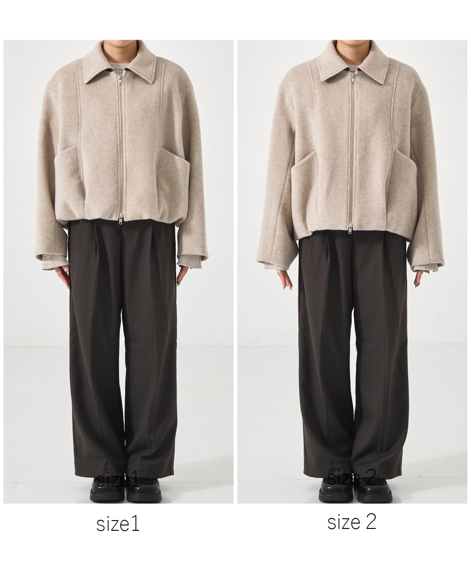 【残り僅か】ウールジップタックショートコート