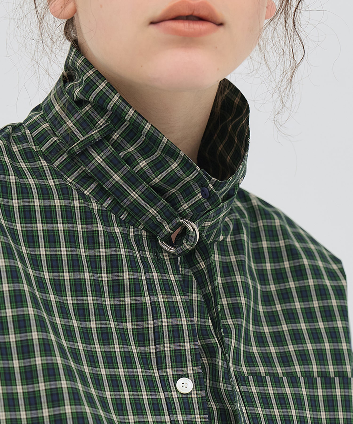 【再入荷｜残り1点】ミニチェックスタンドカラーシャツ