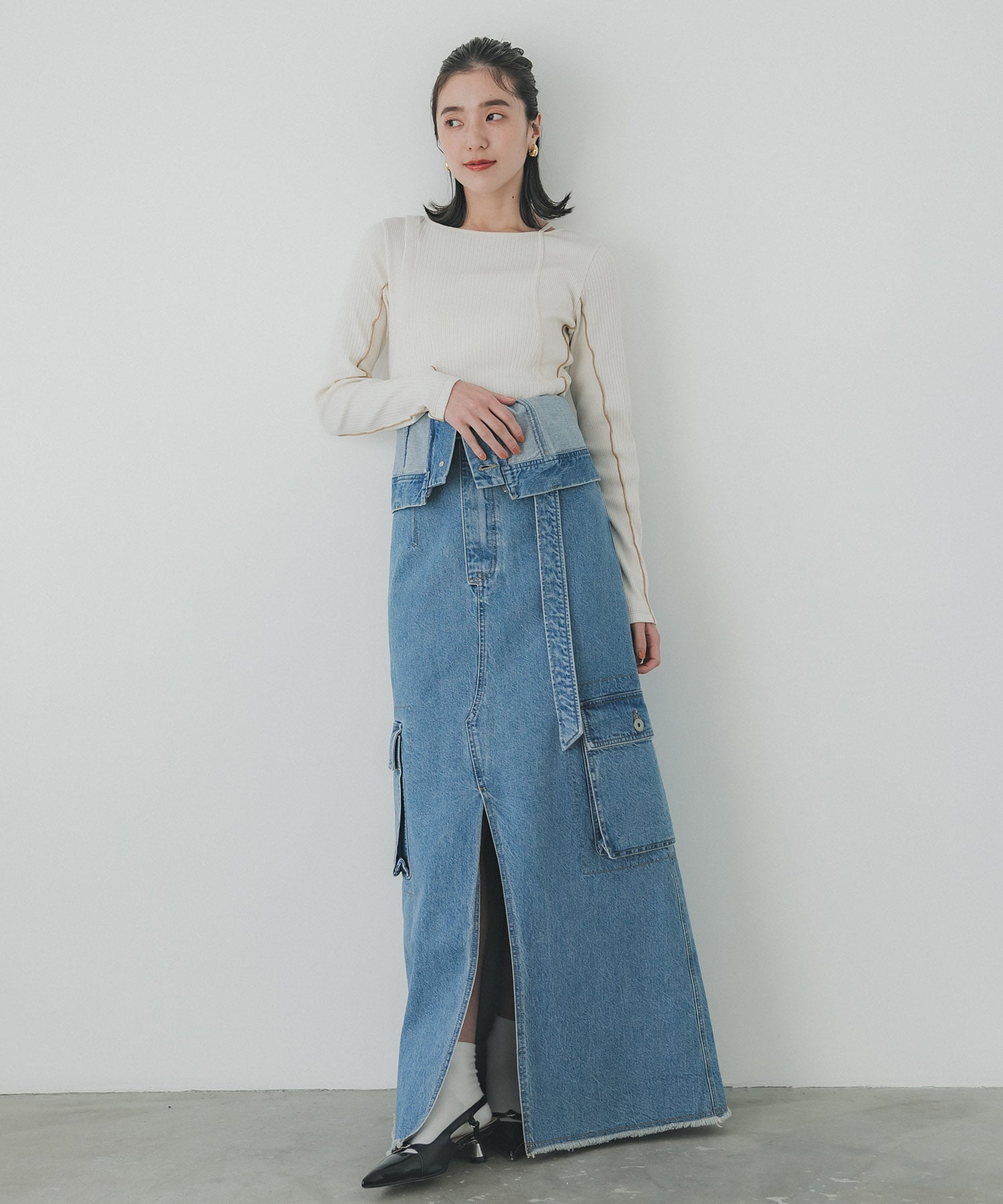 DENIM BARETOP DRESS