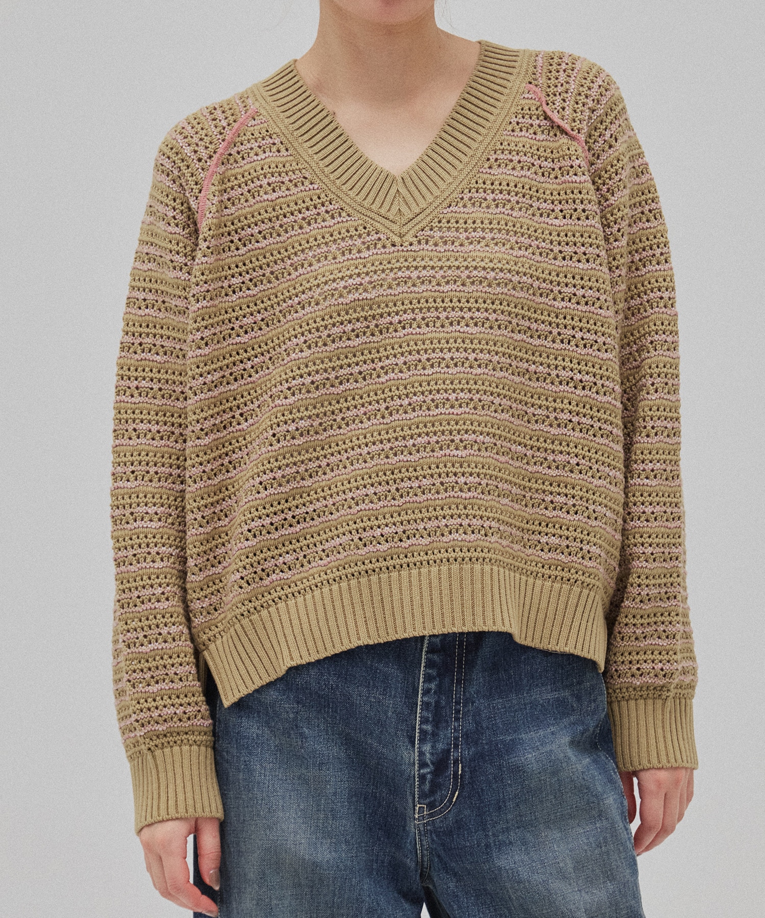 【完売間近】カラーミックスメッシュニット