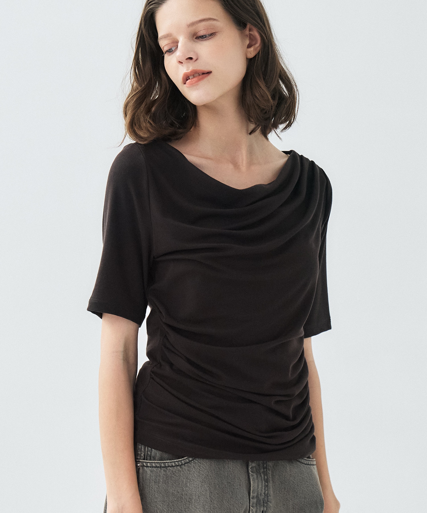 【再入荷｜残り1点】ドレープハーフスリーブトップ