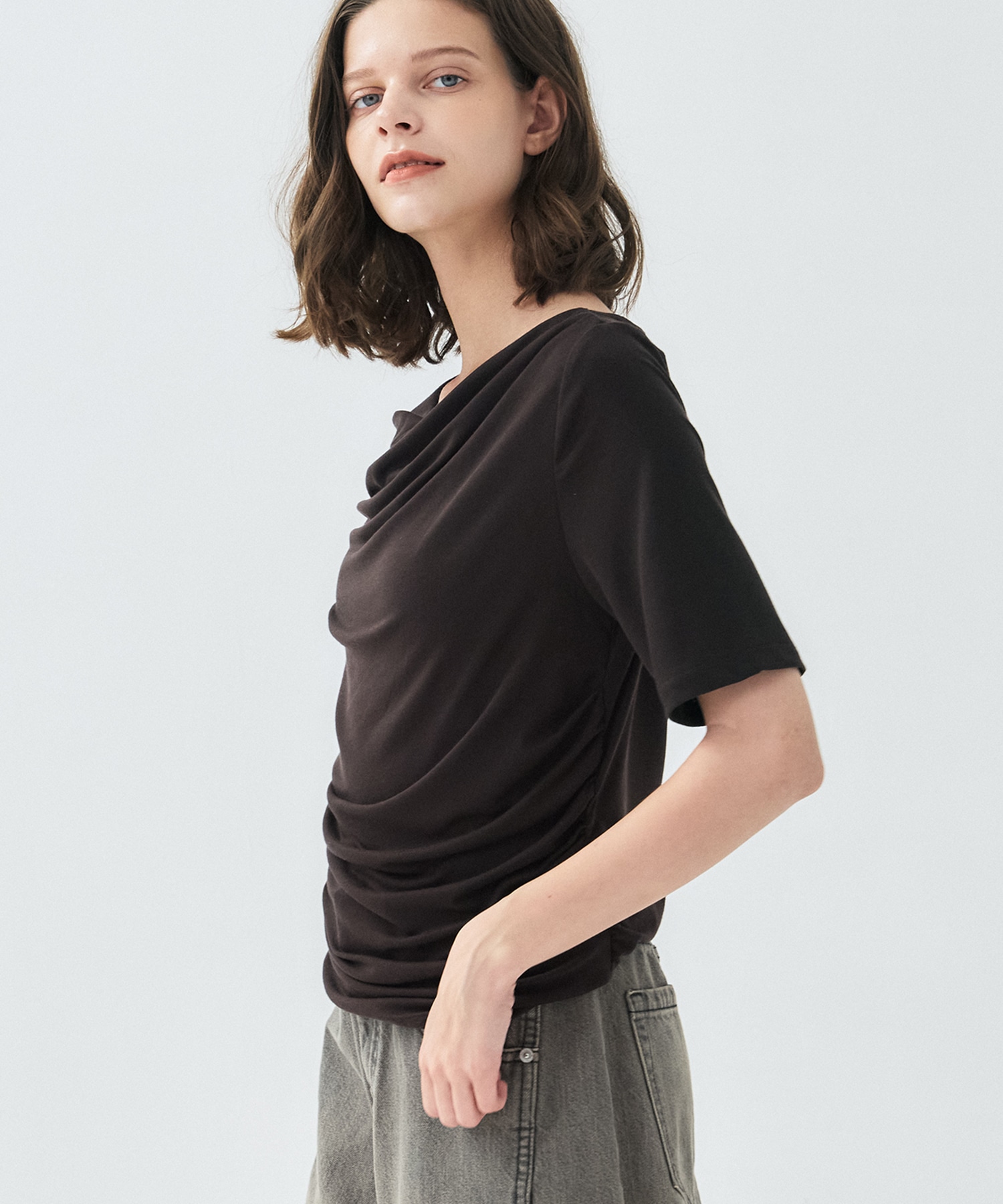 【再入荷｜残り1点】ドレープハーフスリーブトップ