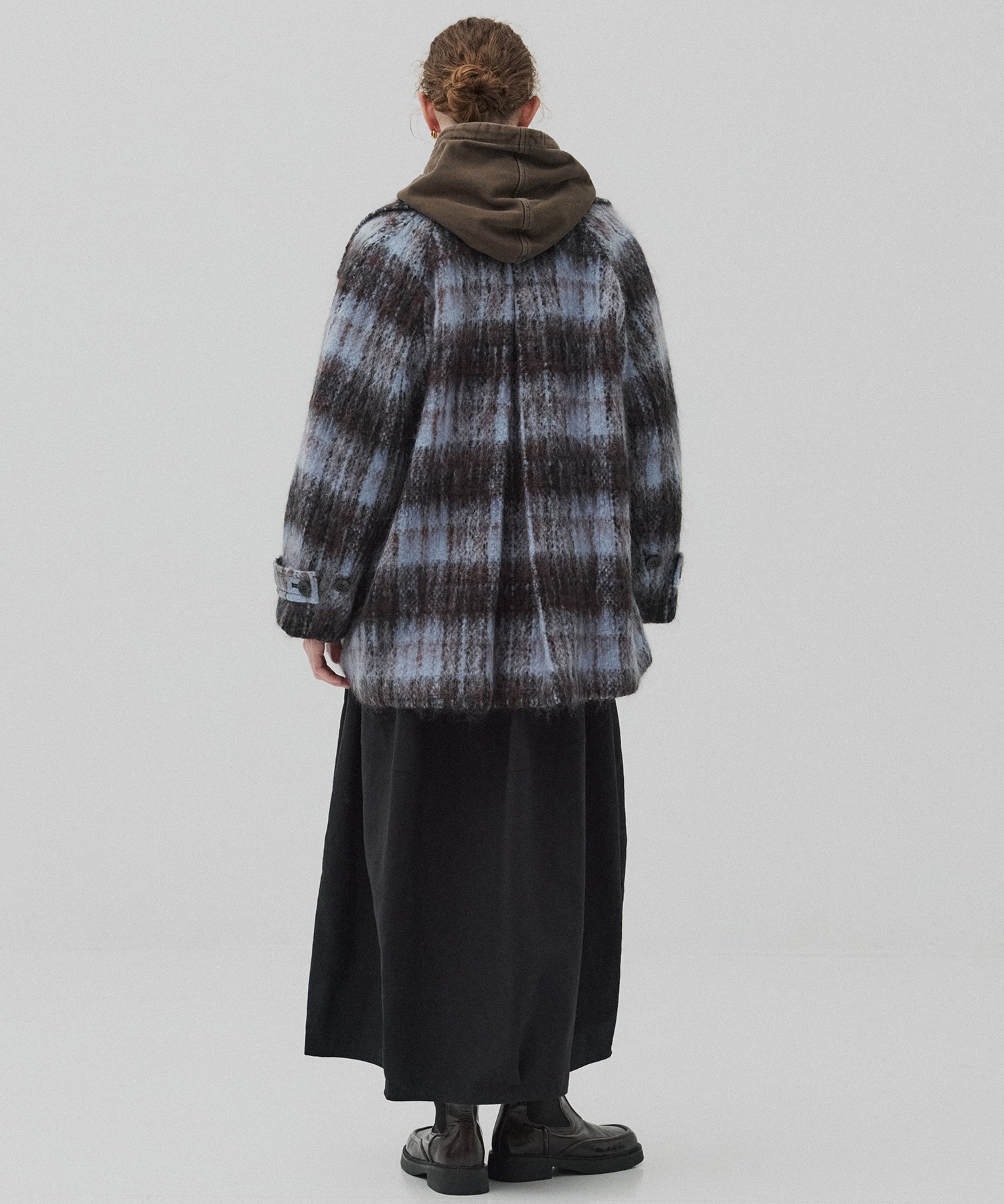 【残り僅か】ワイドラペルチェックコート
