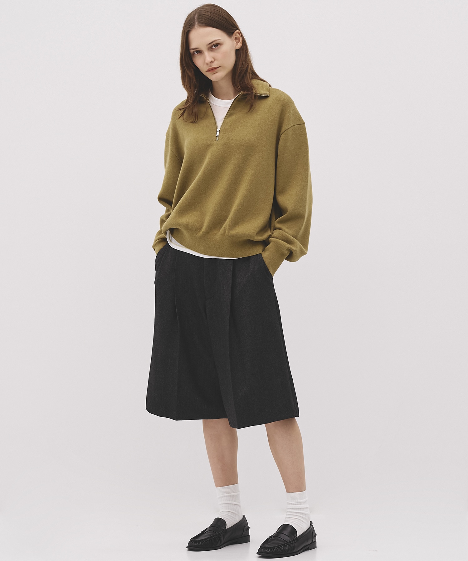 【残り1点|再入荷なし】-Luxe- クラシカルヘリンボーンハーフパンツ