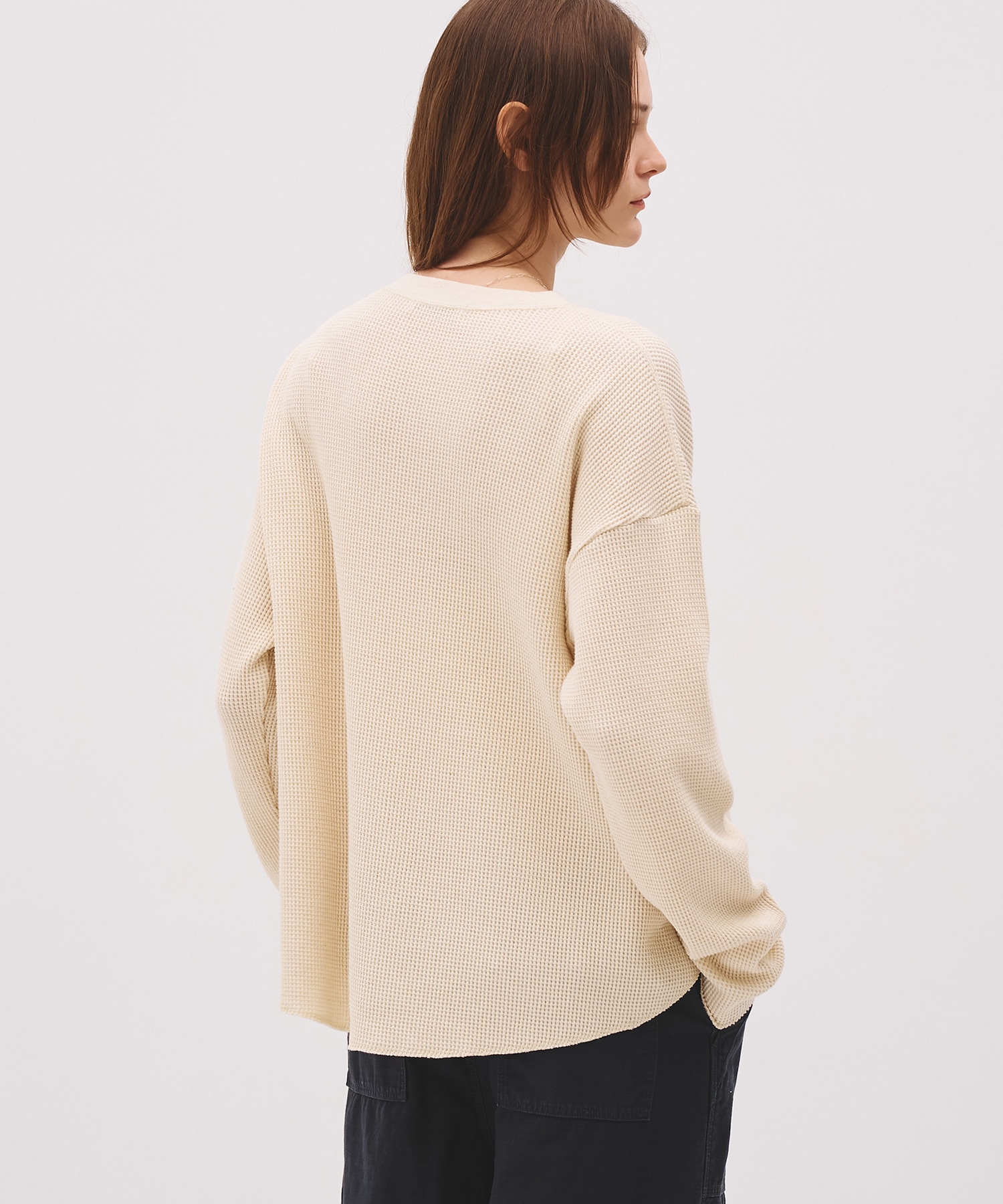 コットンワッフルロングスリーブTシャツ