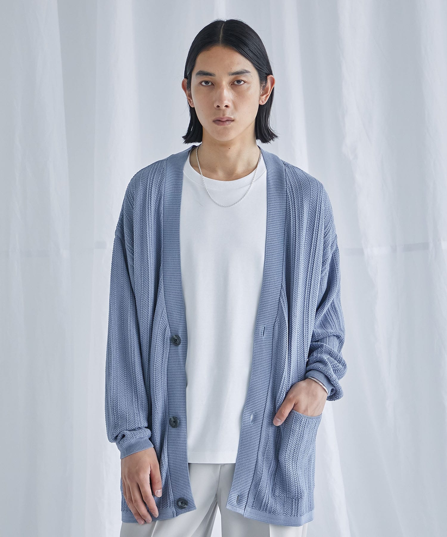 リラックスニットロングカーデ