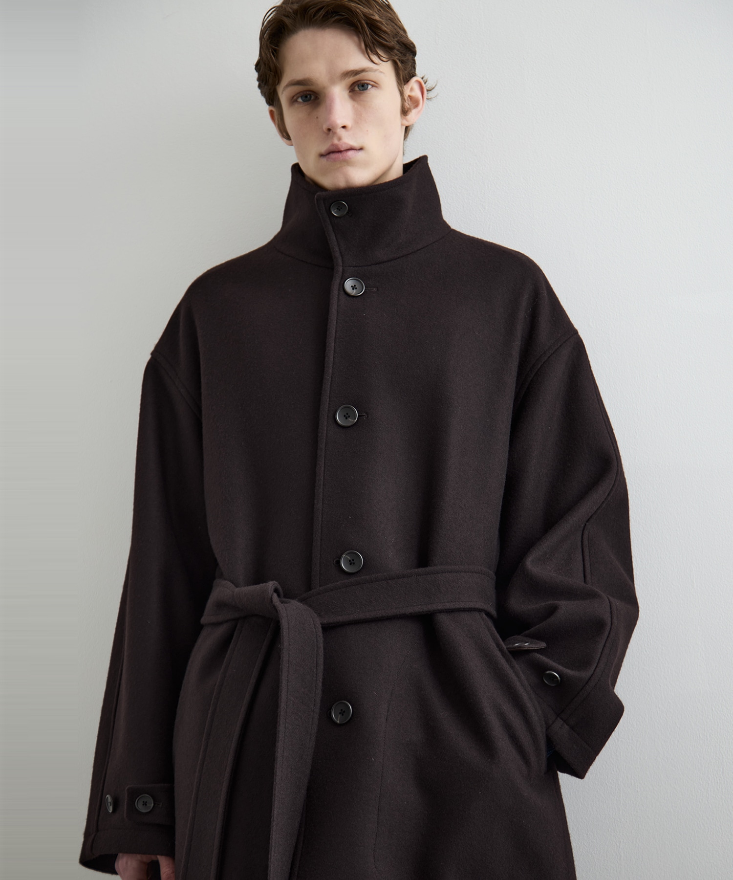 Super140sメルトンスタンドコート
