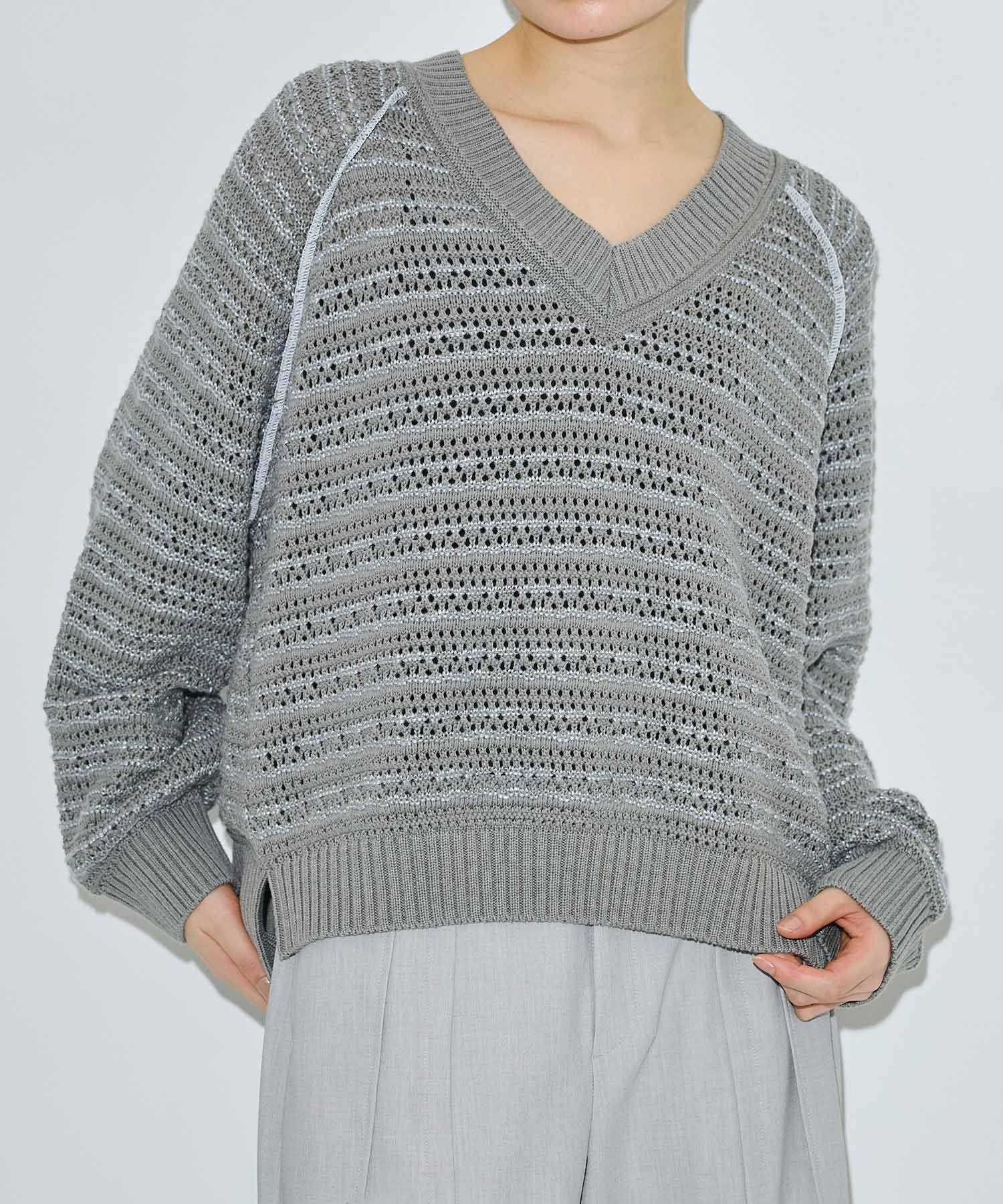 【完売間近】カラーミックスメッシュニット