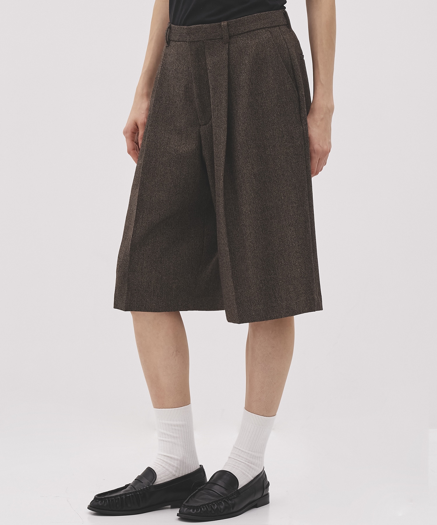 【残り1点｜再入荷なし】-Luxe- クラシカルヘリンボーンハーフパンツ